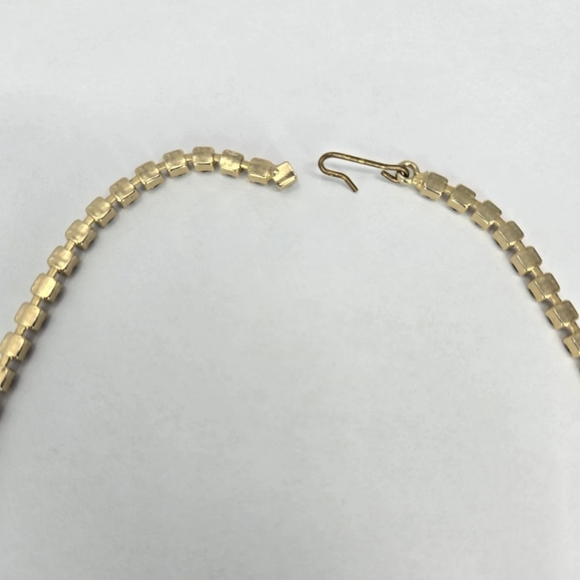 Topaz Aurora Borealis Rhinestone 1950 Choker With Molded Art Glass Leave **READ* - Picture 9 of 10